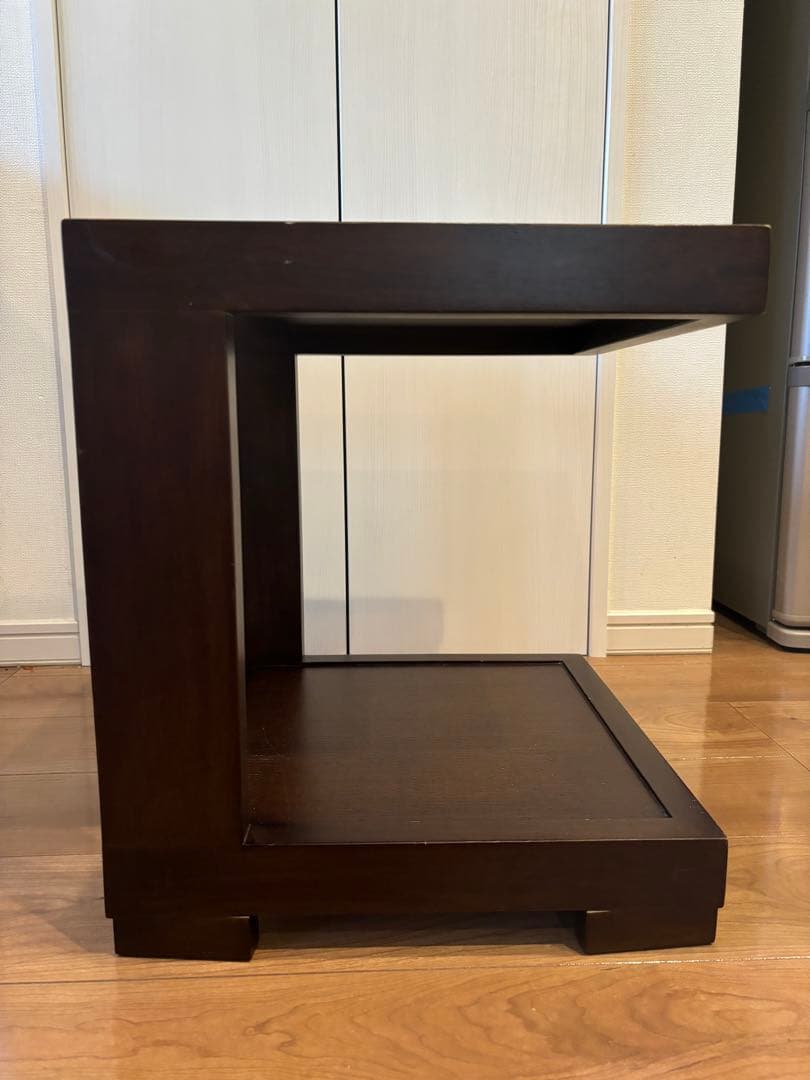 a.flat ダークブラウン 木製 サイドテーブル