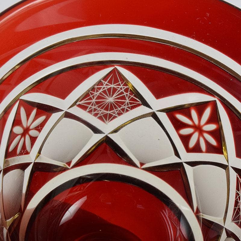 ガラス工芸　江戸切子　華硝　グラス　高杯　箱付　C　R9094