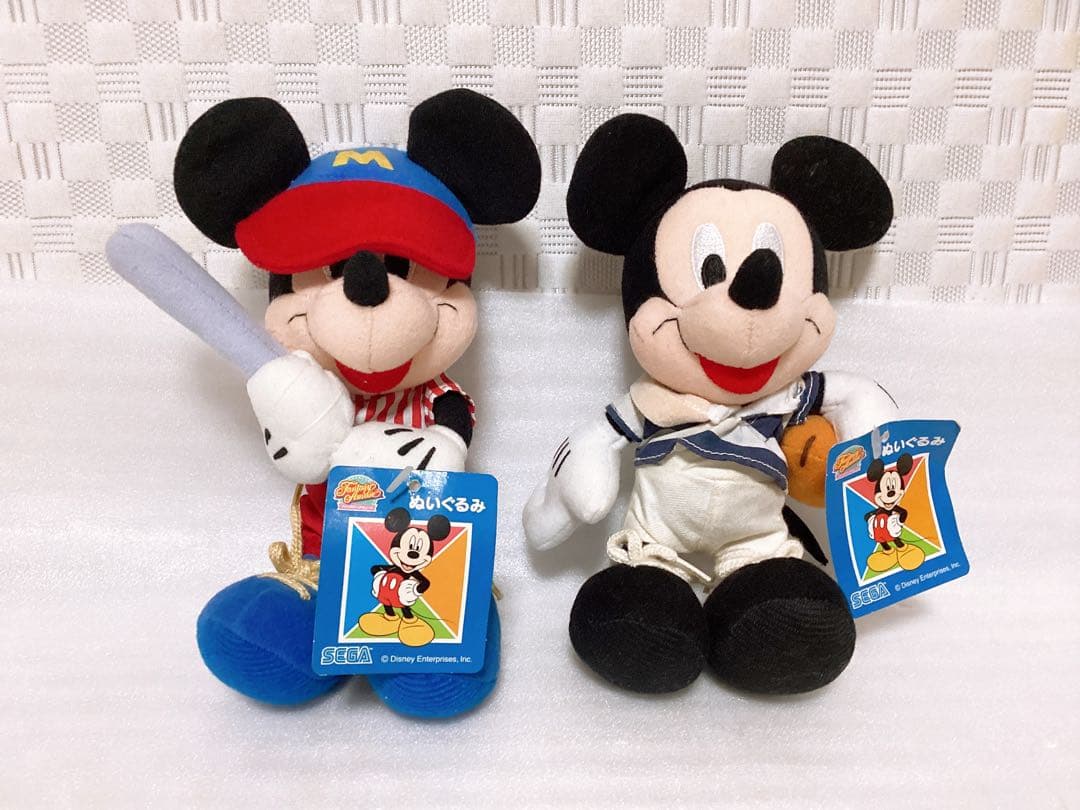平成レトロ❤︎Disney❤︎ラグビー&野球 ミッキーマウス ぬいぐるみ 2点セット