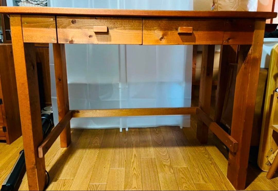 【アンティーク、カントリー】木製デスク•学習机•組み替え机★引き出し有り★無垢材