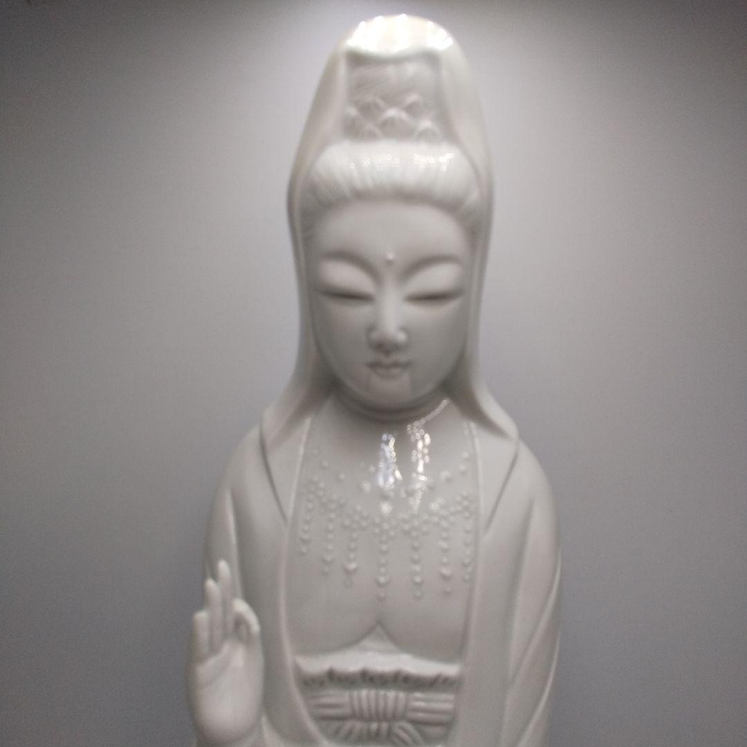 鍋島大五作　白磁　縁起物　慈母観音像　仏像　置き物　陶器　インテリア