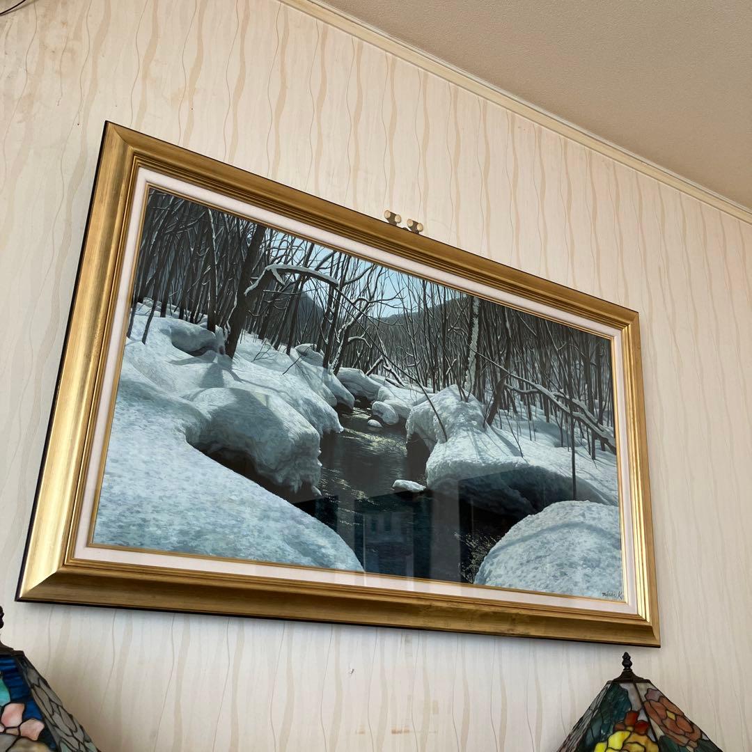 川島未雷　代表作　冬渓　奥入瀬　M60号　収納箱付き