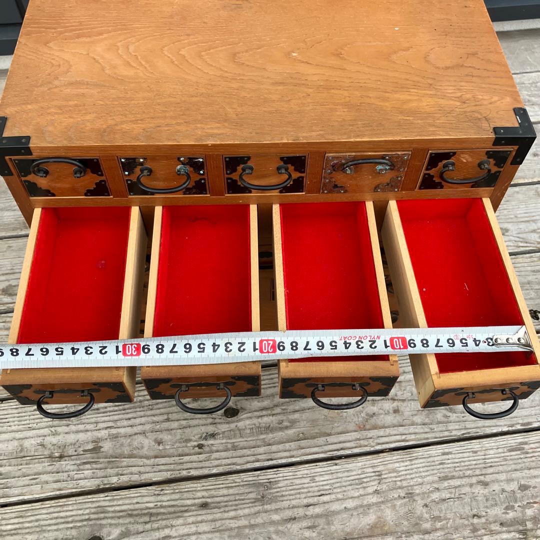 昭和レトロ 木製薬箱 薬箪笥 ミニチェスト 小箪笥 引き出し収納 17杯 5段