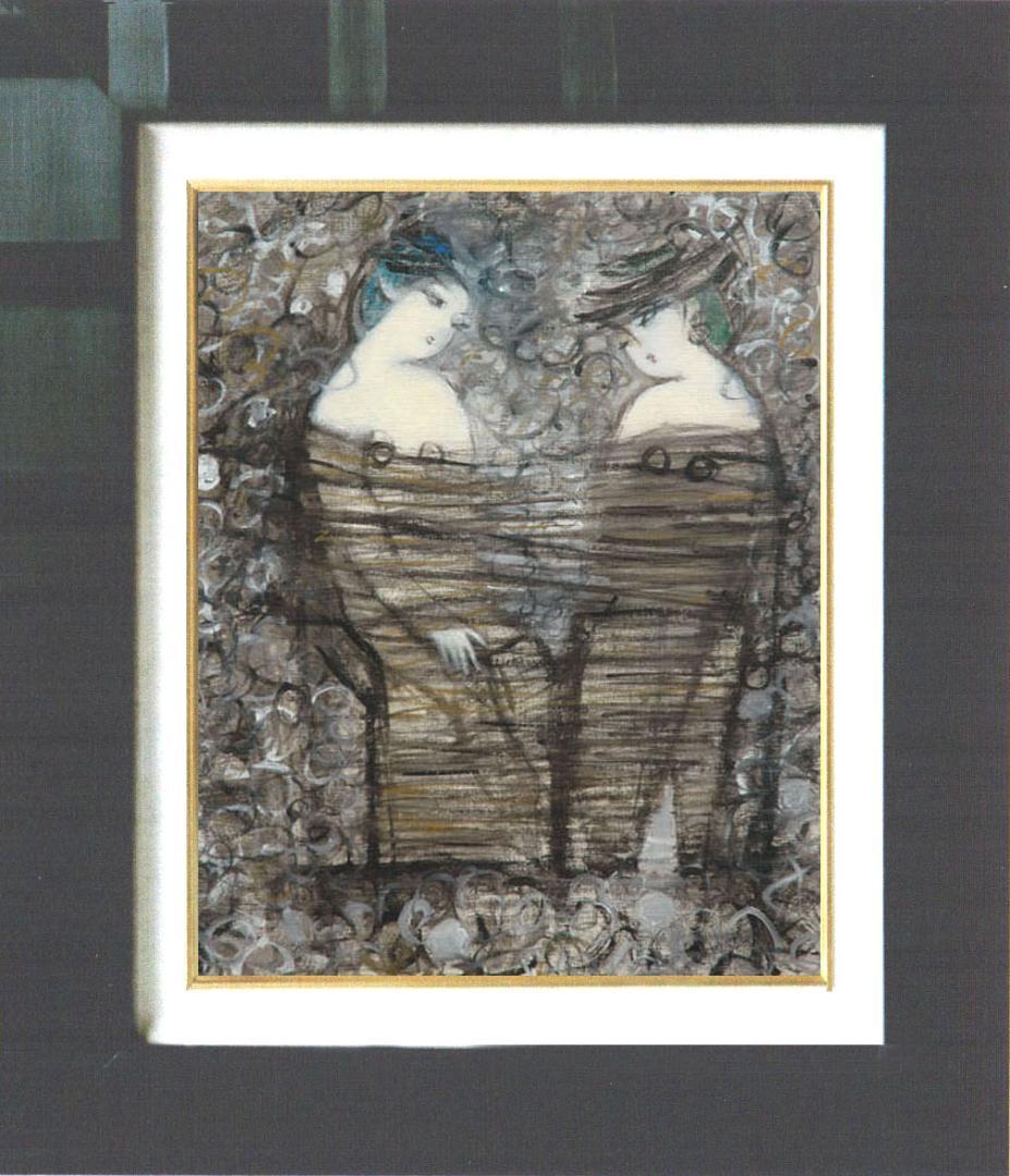 油絵 菅家令子 絵 絵画 インテリア 額付(白) F6-083011 人物 女性