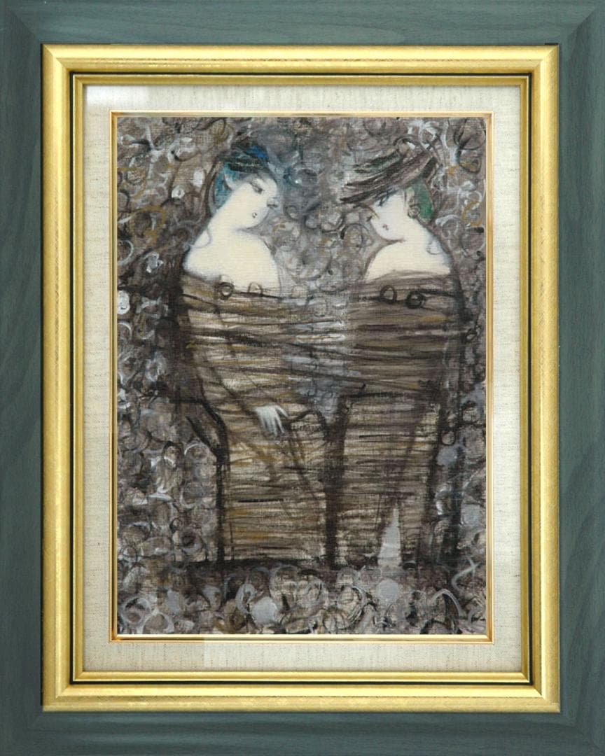 油絵 菅家令子 絵 絵画 インテリア 額付(白) F6-083011 人物 女性