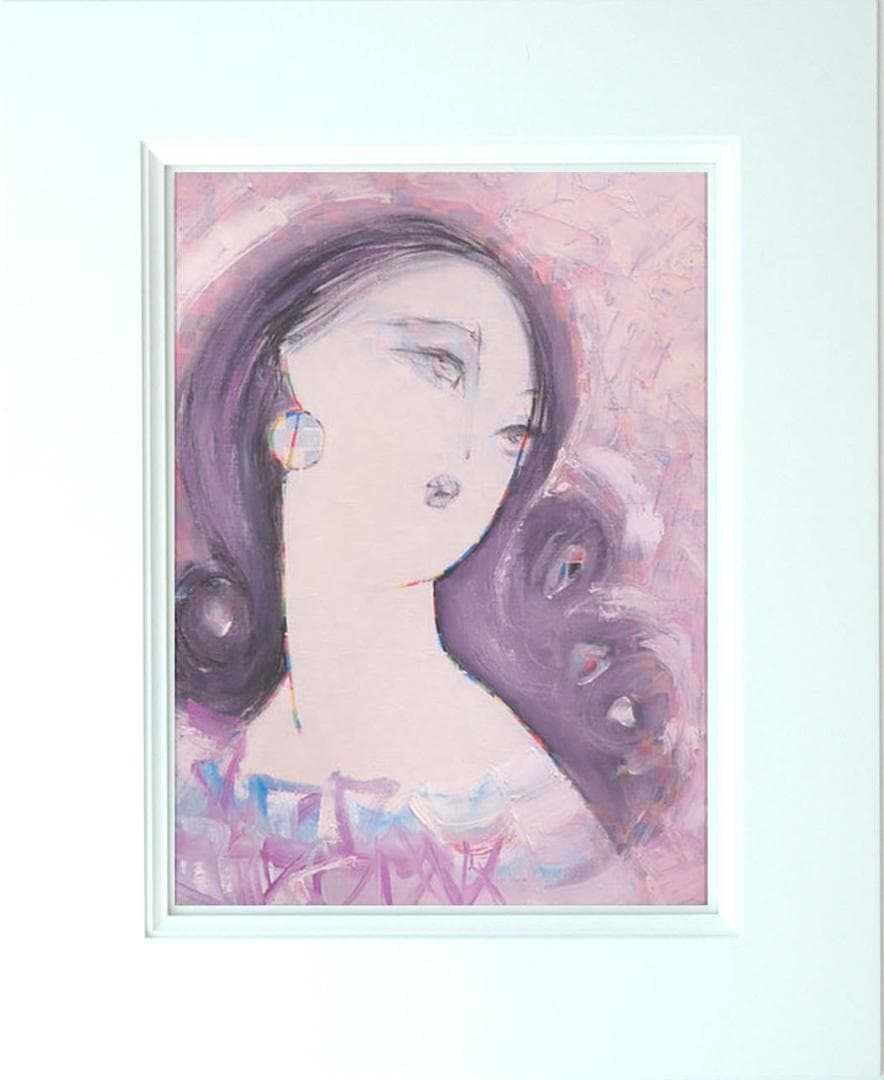 油絵 菅家令子 絵 絵画 インテリア 額付(黒) F6-082111 人物 女性