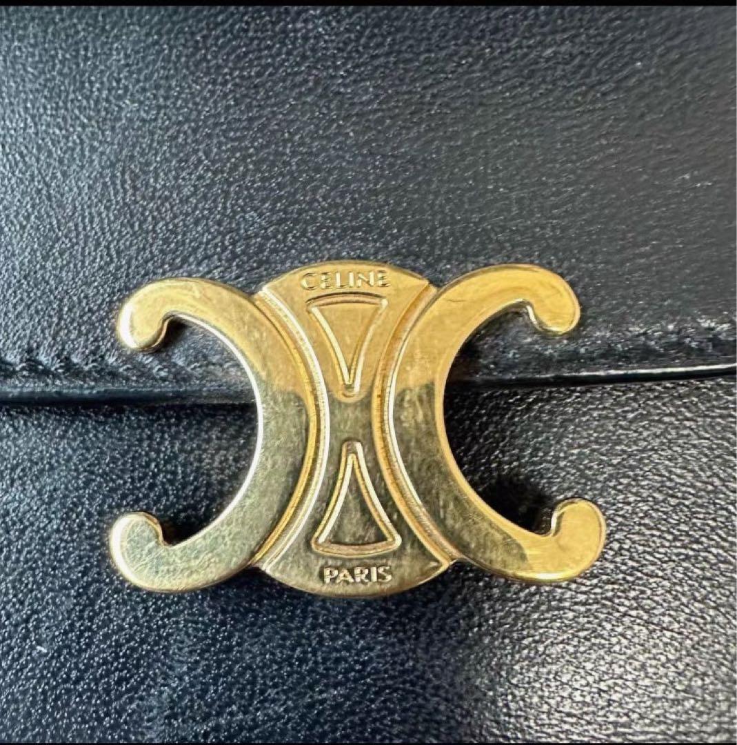 CELINE セリーヌ トリオンフ スモールウォレット三つ折り財布 ブラック