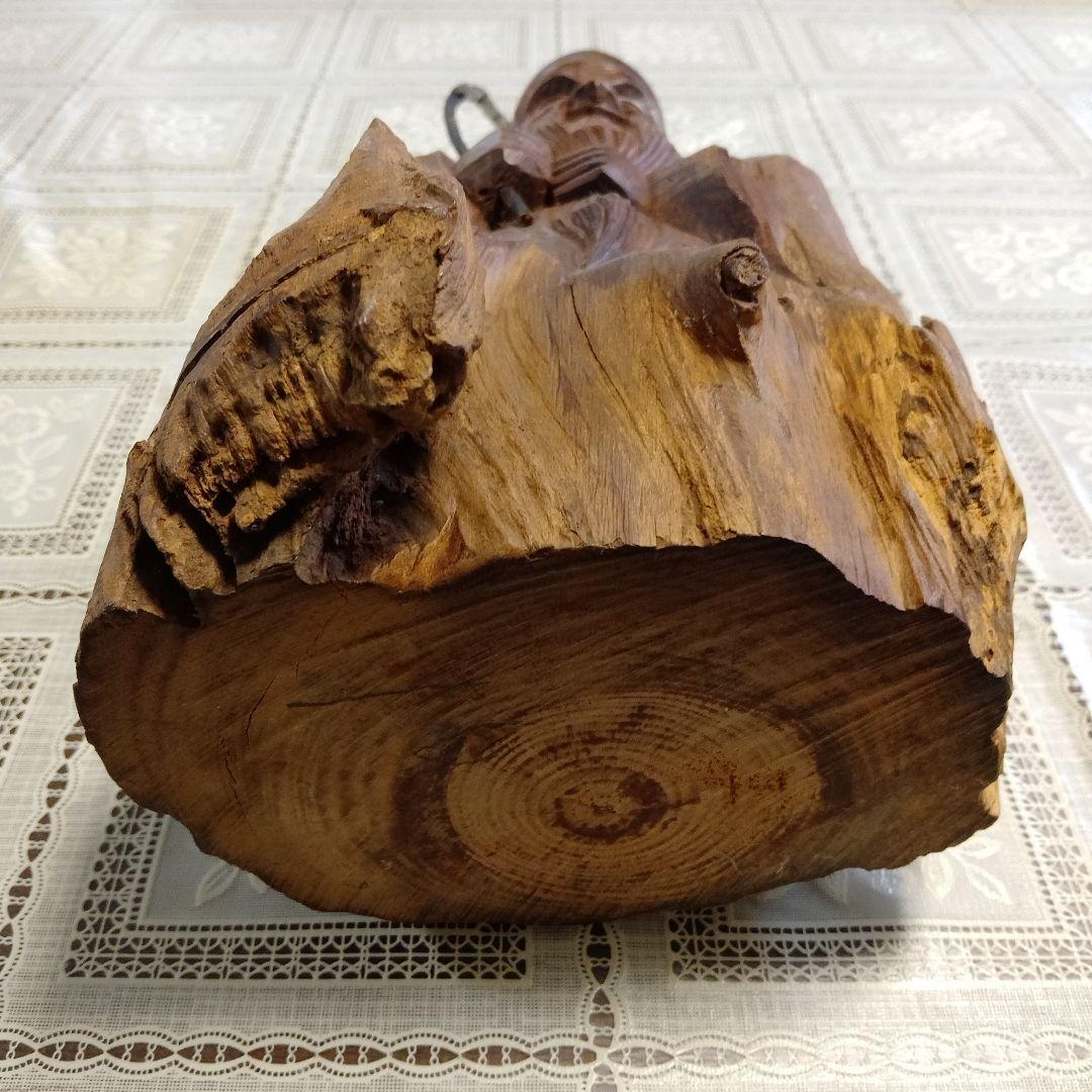 一刀彫『福禄寿　寿老人』逸品、高さ42cm(如意棒含)