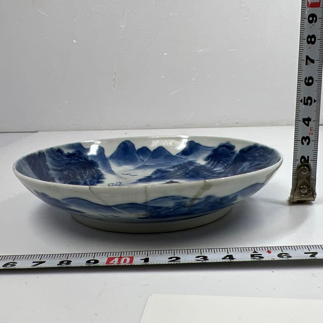 中国清時代　大清乾隆年製　青花　中皿　直径13.5㎝　東T7-0601①