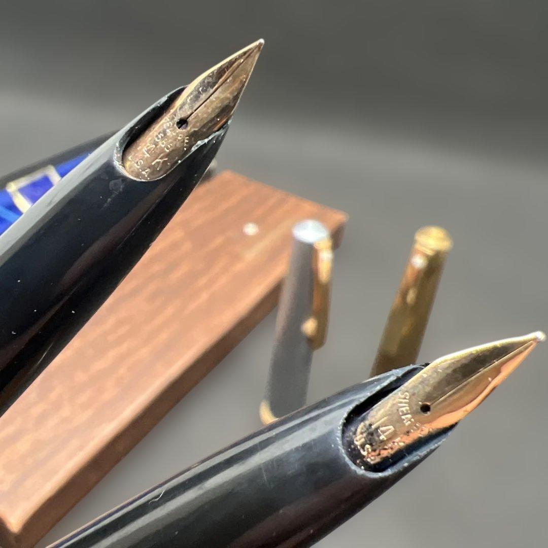 14K Sheaffer 万年筆 ２点セット シェーファー 金銀セット