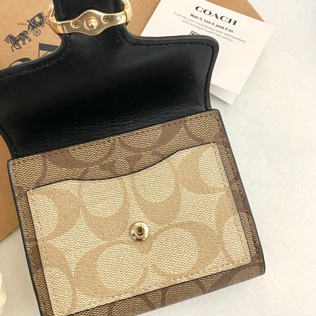 新品　正規品☆COACH コーチ　折り財布 カーキ シグネチャー　二つ折り財布