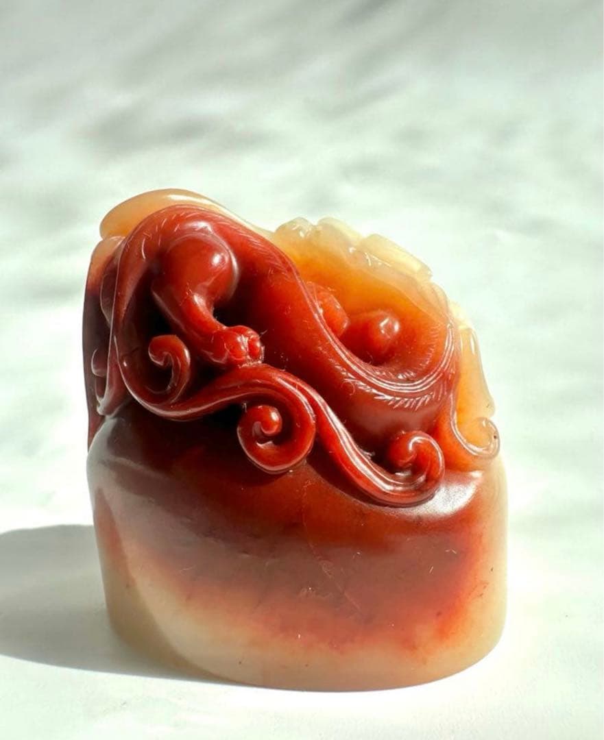 【螭虎献瑞】 古獣　美品　寿山石　高級印材　篆刻　印石　印石