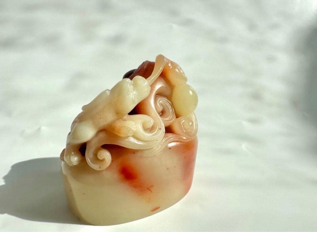 【螭虎献瑞】 古獣　美品　寿山石　高級印材　篆刻　印石　印石