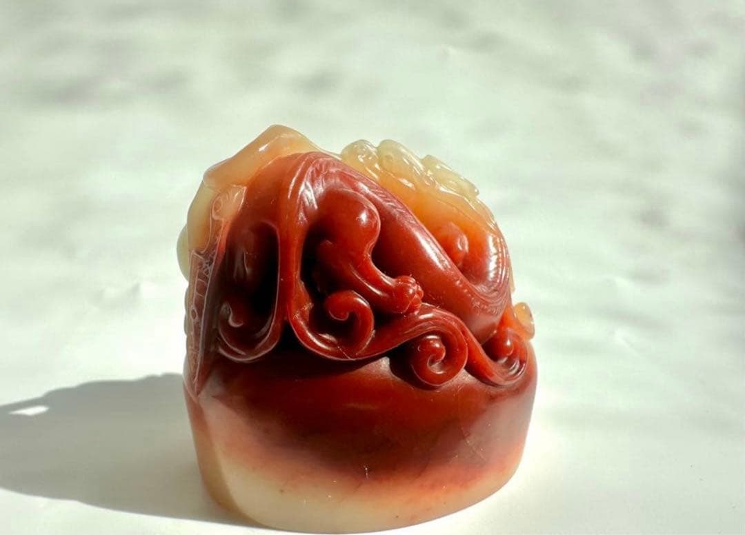 【螭虎献瑞】 古獣　美品　寿山石　高級印材　篆刻　印石　印石