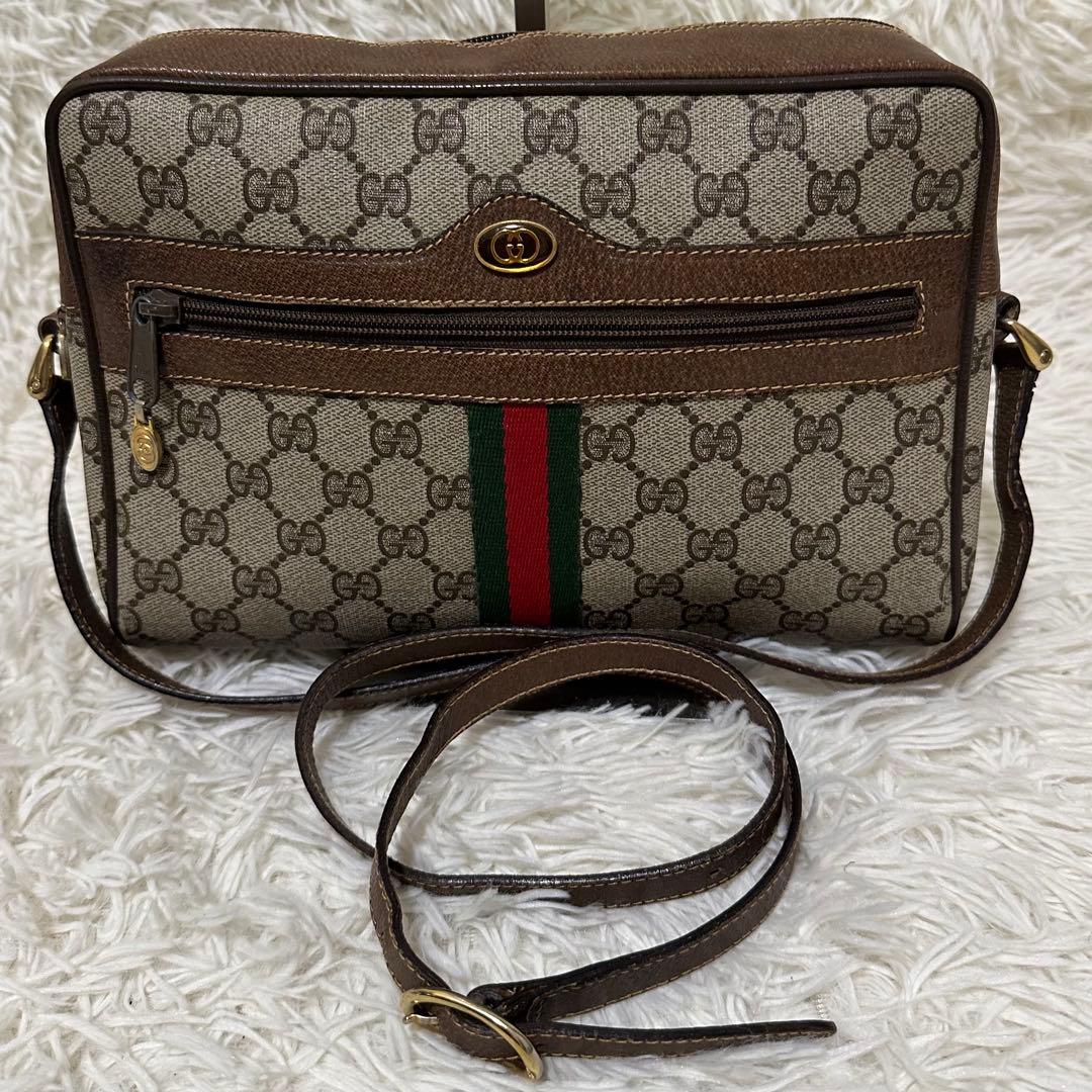 値下げ オールドグッチ GG 総柄 レザー ショルダーバッグ シェリーライン