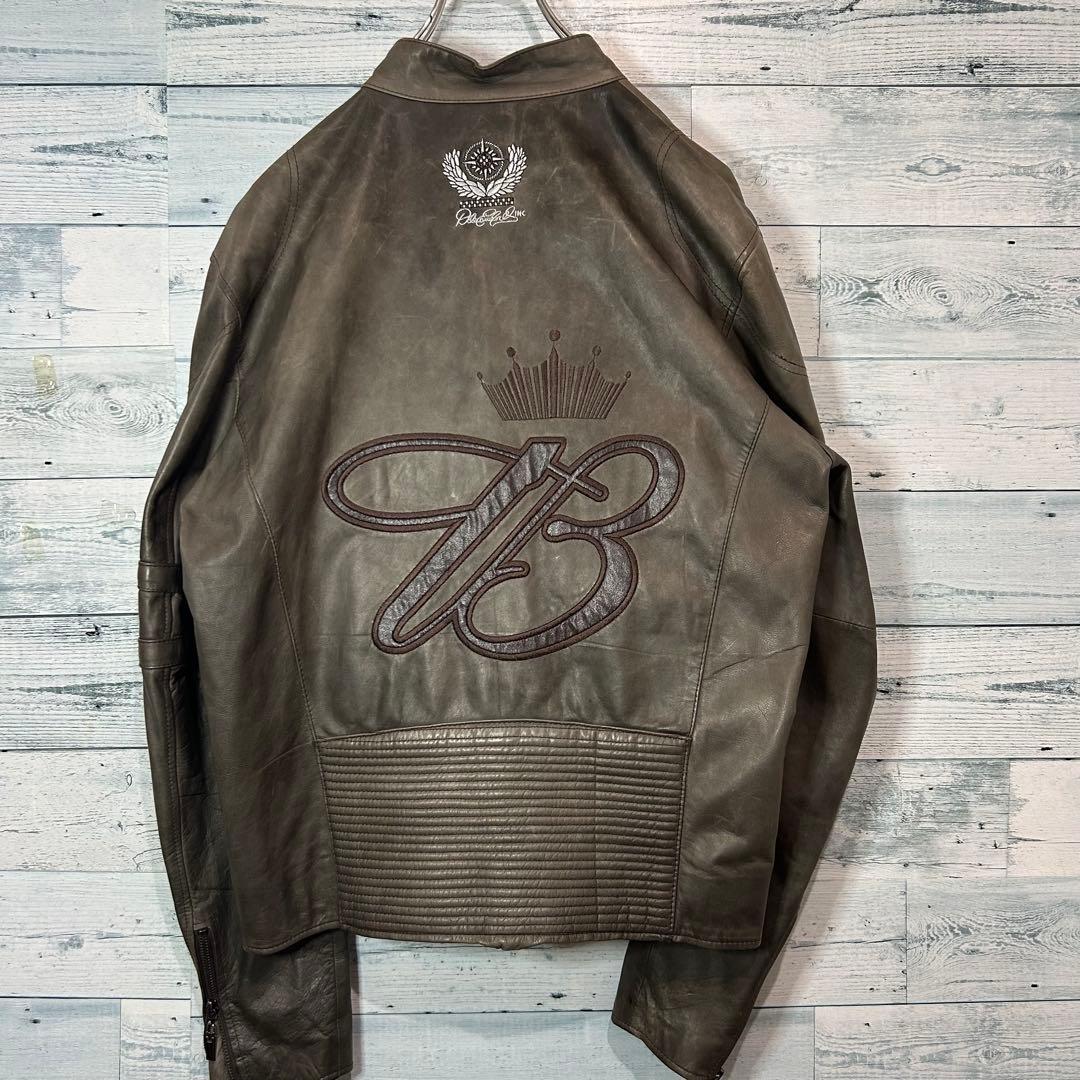 【豪華刺繍】NASCAR レザー シングルライダースジャケット 両面刺繍