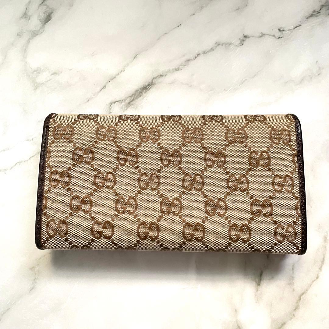 GUCCI グッチ 長財布 GGキャンバス ロゴプレート 折り財布 0120-⑤