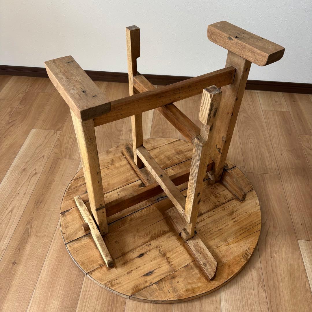 アンティークテーブル　折りたたみ　丸テーブル　サイドテーブル