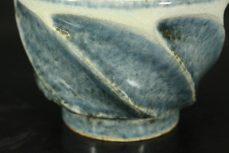 呉洲面取汲出 茶碗 六客 河井透 木箱付(メ1276)