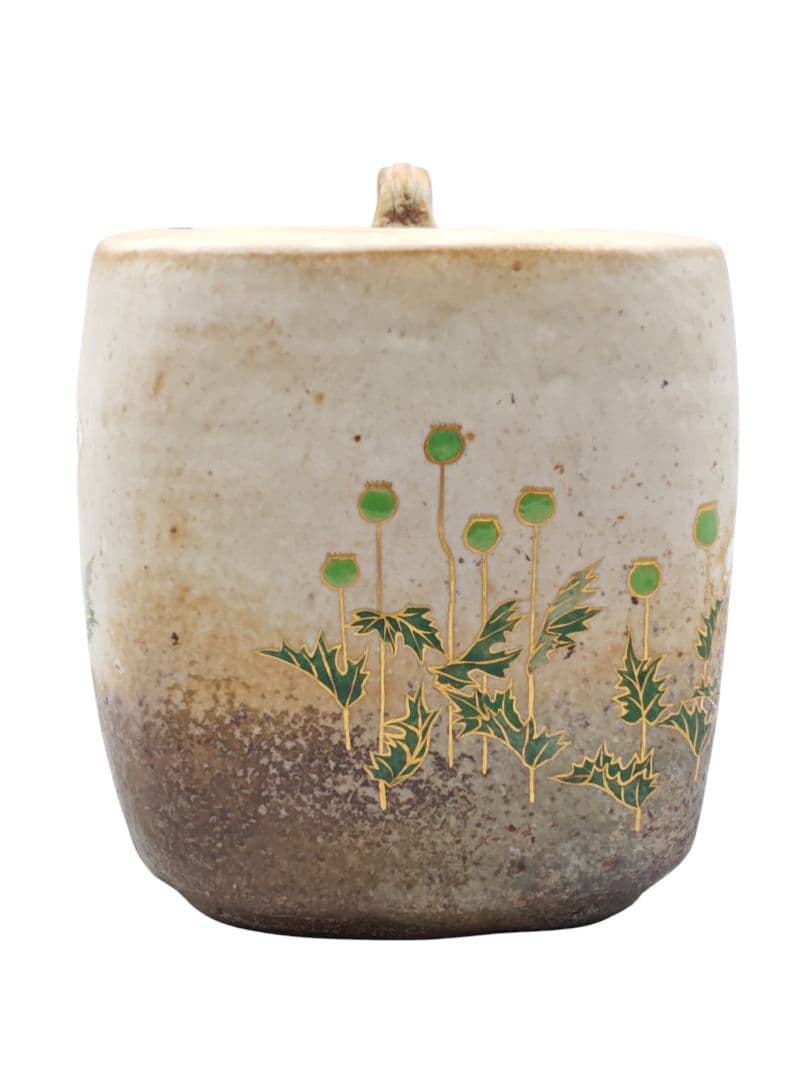 chadougu0318【福森阿也】『色絵金彩芥子絵 四方水指』共箱 共布