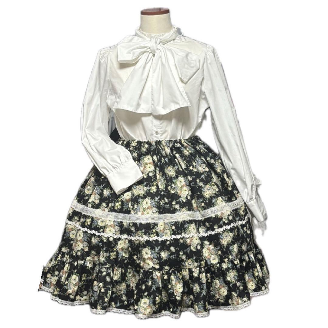 ブーケ柄　コルディエル　ハンドメイド　ロリィタ　懐古ロリィタ　ロリィタ