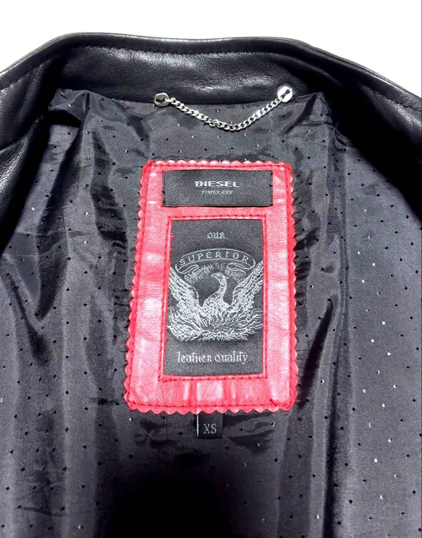 【超美品】DIESELライダースジャケット.レザージャケット 黒 XS シングル