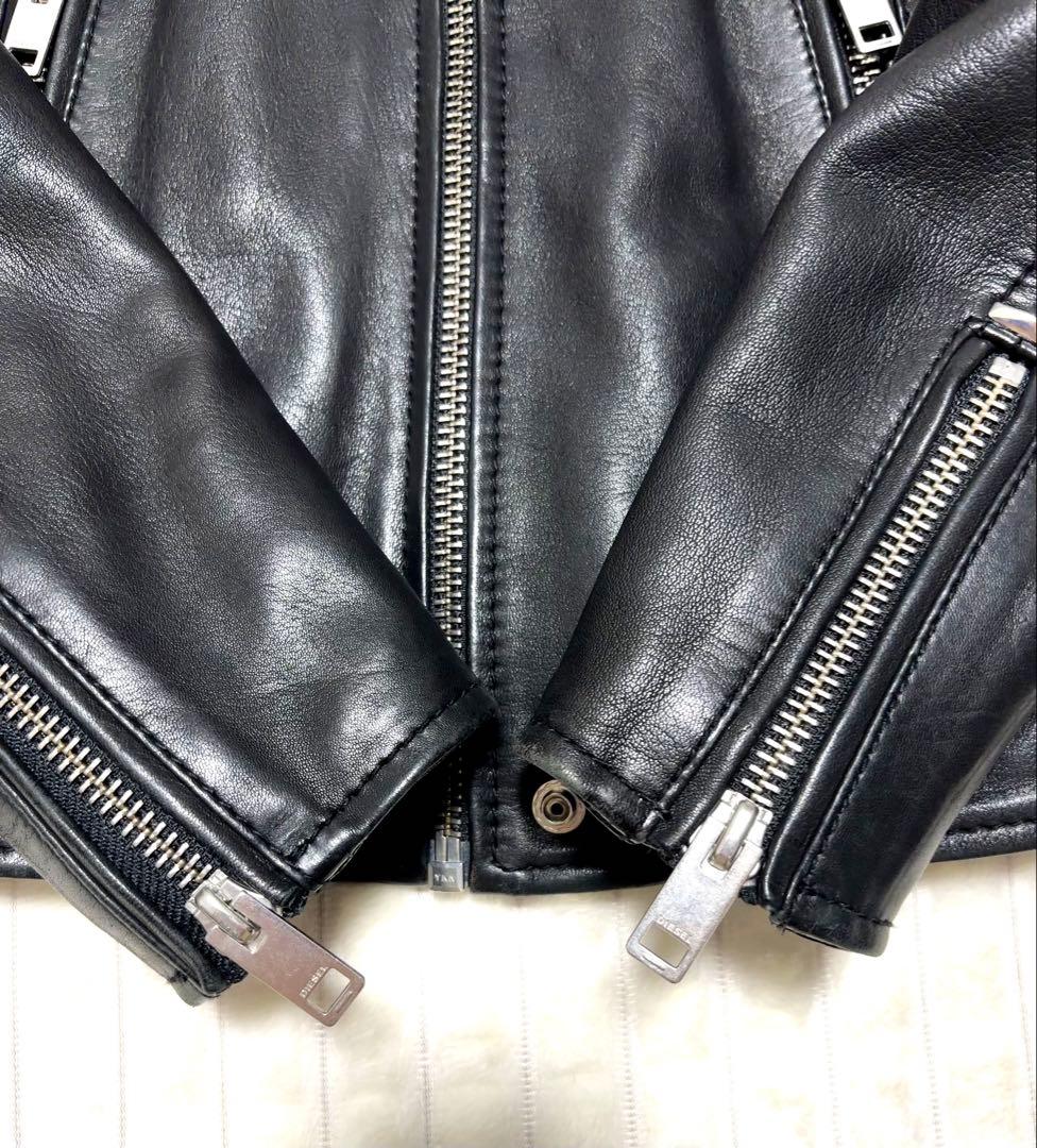 【超美品】DIESELライダースジャケット.レザージャケット 黒 XS シングル