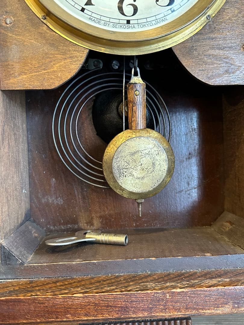 精工舎　アナログ　SEIKOSHA 木製掛時計 鍵付き