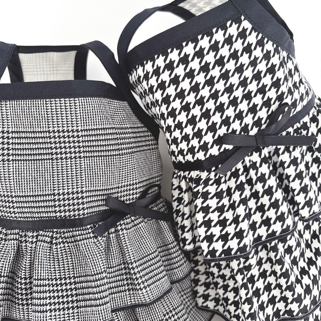 ハンドメイド　グレンチェック　千鳥柄　3段ティアードワンピース　秋犬服