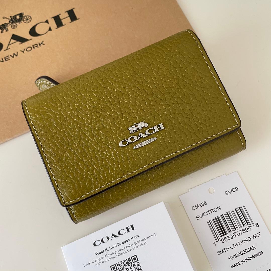 COACH コーチ　三つ折り財布　シトロン　ミニウォレット