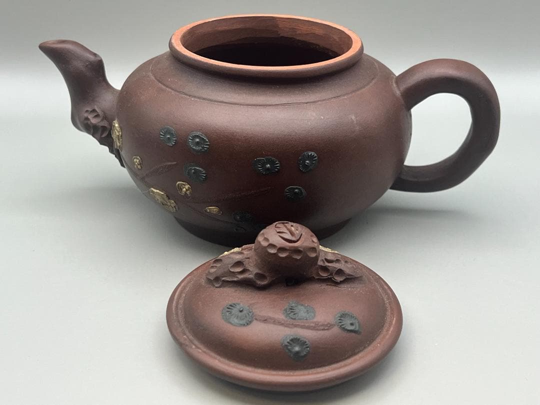 【海】中国美術品　紫砂壷　朱泥急須_11　在銘　時代品　美術品