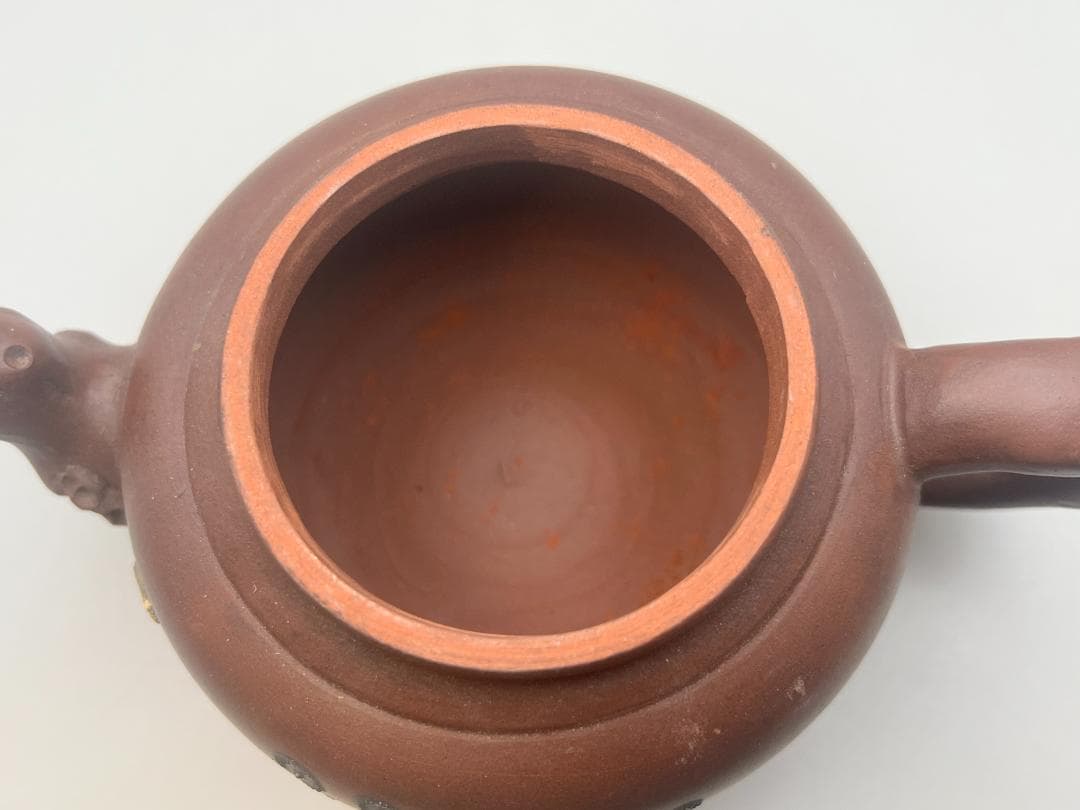 【海】中国美術品　紫砂壷　朱泥急須_11　在銘　時代品　美術品