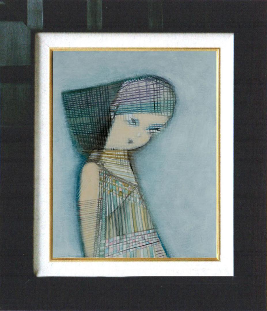 油絵 菅家令子 絵 絵画 インテリア 額付(黒) F4-071312 人物 女性