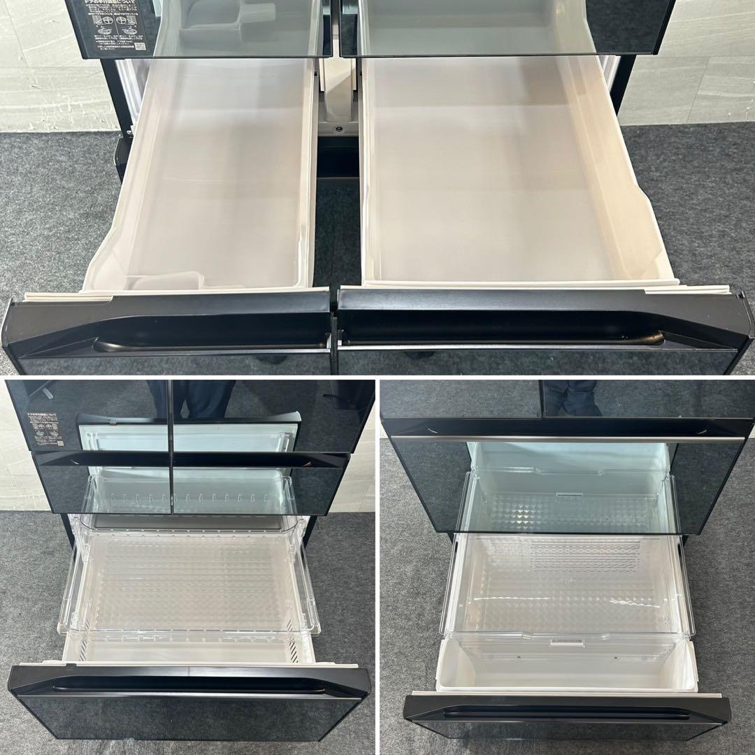 HITACHI 600L 大型冷蔵庫 6ドア ミラーパネル 2021 d4482