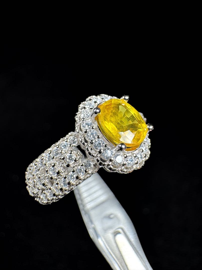 新作　天然イエローサファイア リング 1.029ct S925 鑑ソ付