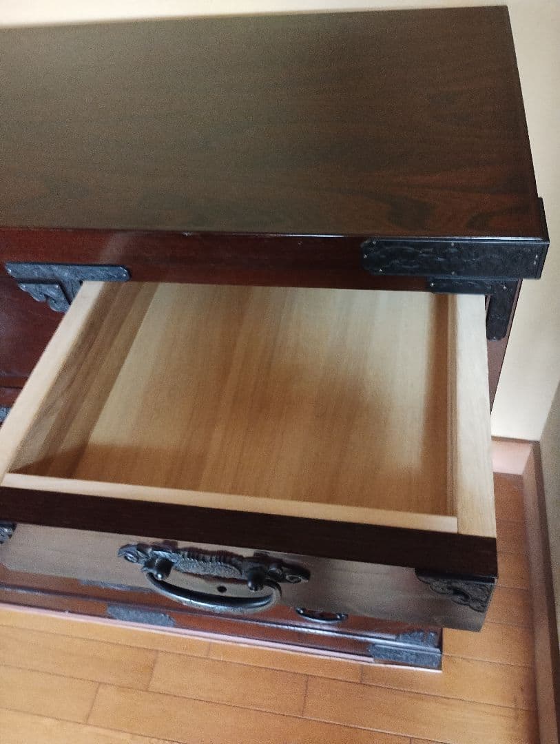 木製タンス ダークブラウン 6引き出し