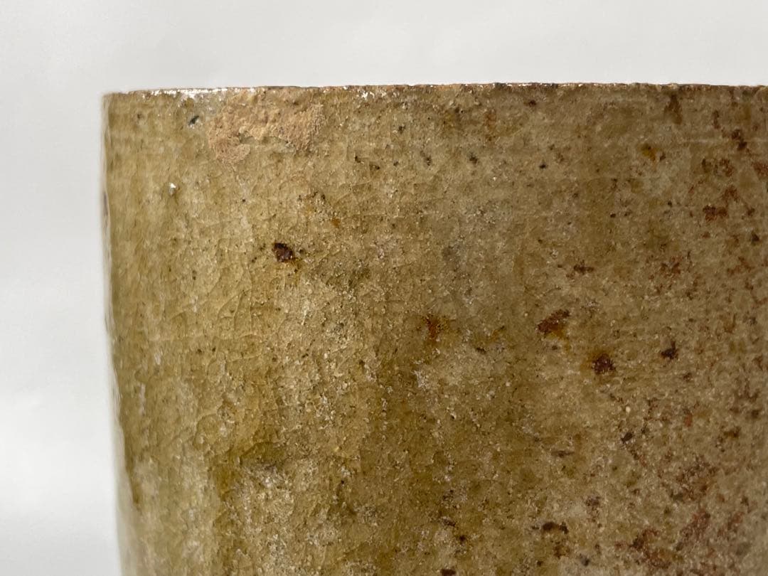 陶芸家　加守田章二　灰釉　筒花入　花瓶　花器　箱なし　益子焼