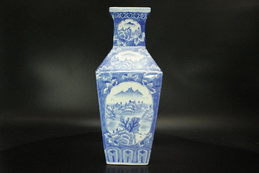 中国美術 窓絵 古い花瓶(ZE512)