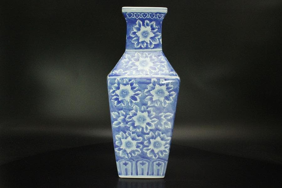 中国美術 窓絵 古い花瓶(ZE512)