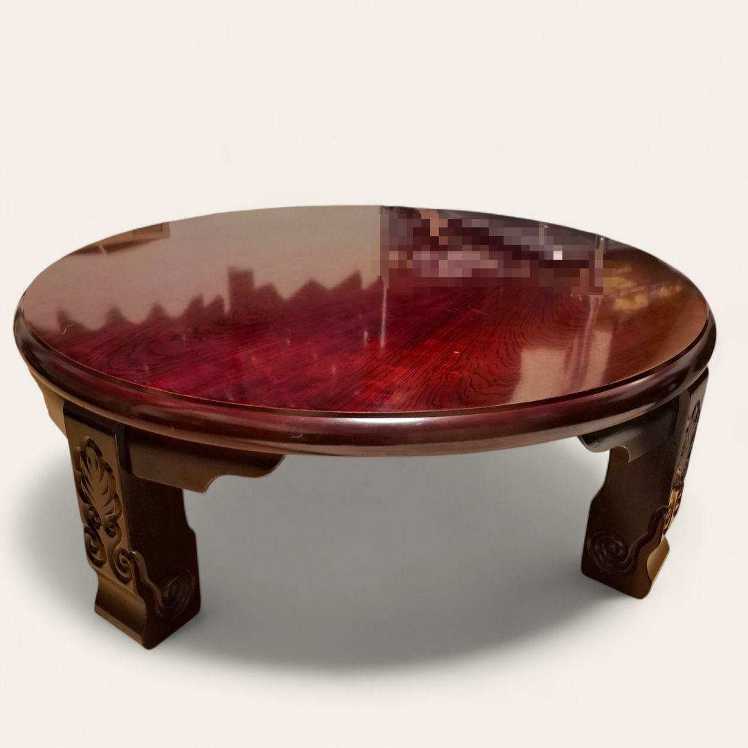 木製 折りたたみ ちゃぶ台 直径90cm 円卓 丸テーブル 座卓 昭和レトロ