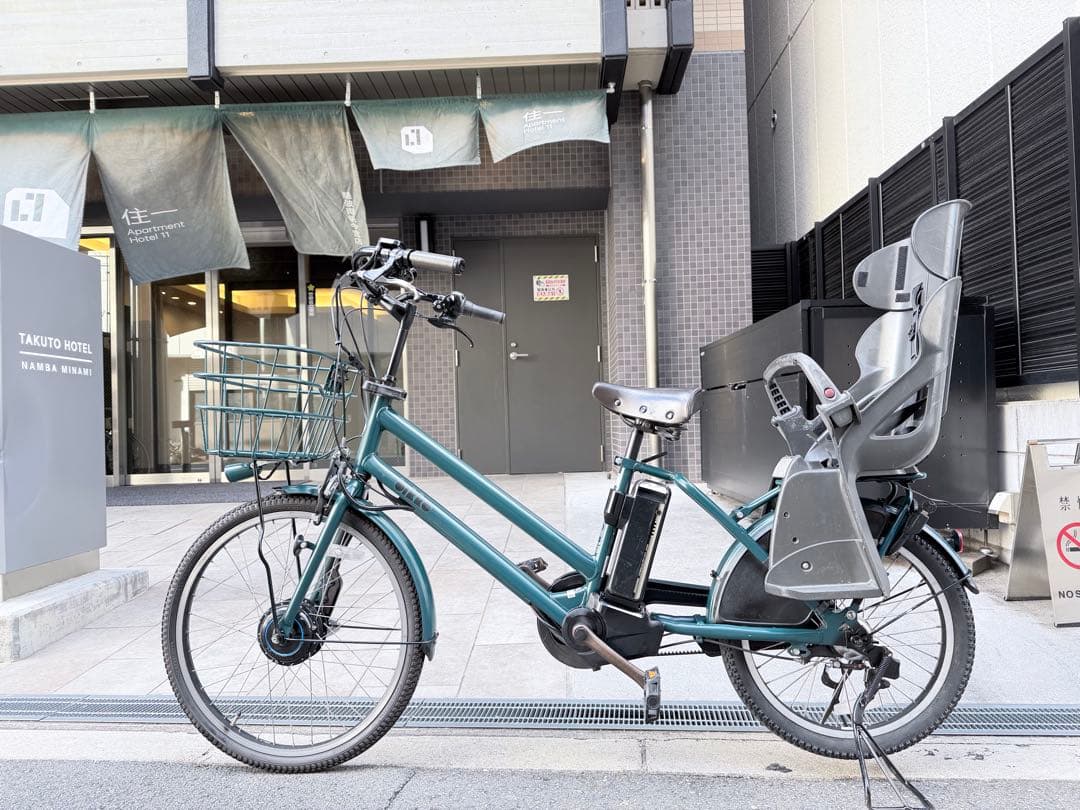 子供乗せ　ブリヂストン　電動アシスト自転車 チャイルドシート付き ダークグリーン