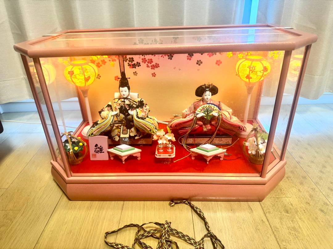 k*i様 雛人形 桜の花柄 大きめサイズ 親王ケース飾り