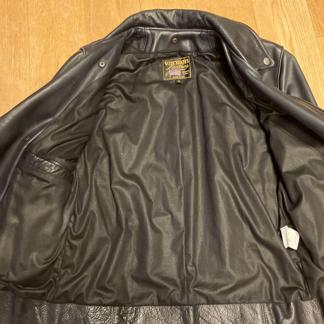 ネイビー　ダブルライダーズ　バンソン　Vanson ボーイズマーケット別注