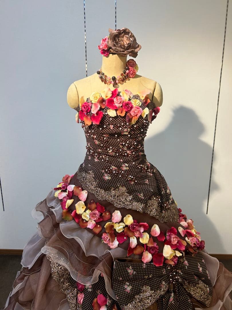 フラワー装飾のカラードレス 9-13T