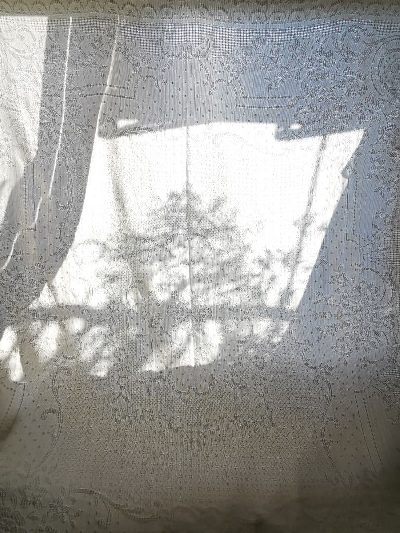 ヴィンテージ南仏 ピケドプロヴァンス メダイヨン＆花籠 交差フリンジ付スプレッド