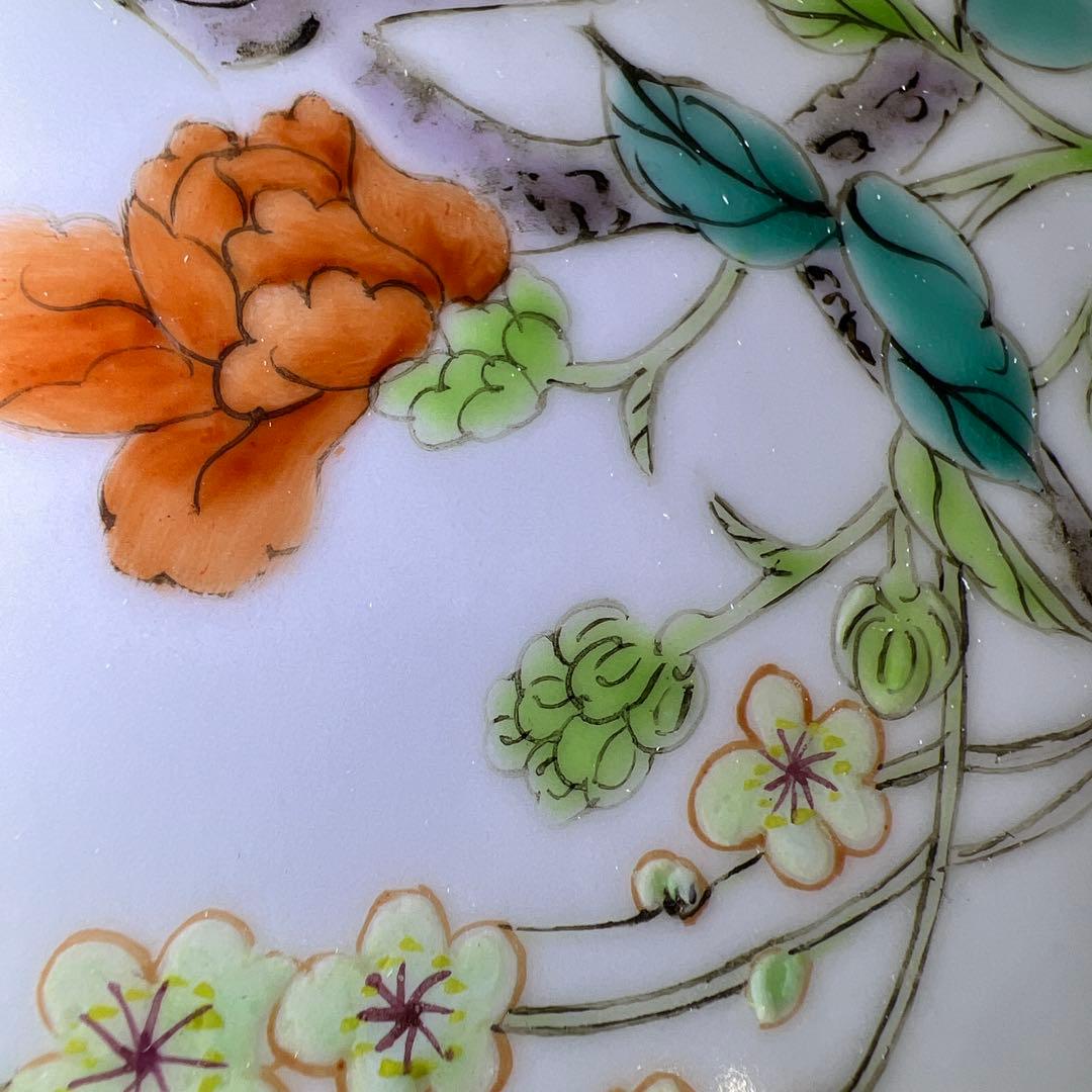 中国美術　粉彩花鳥文陶板画　東Y7-0902⭐︎2Fトヒト