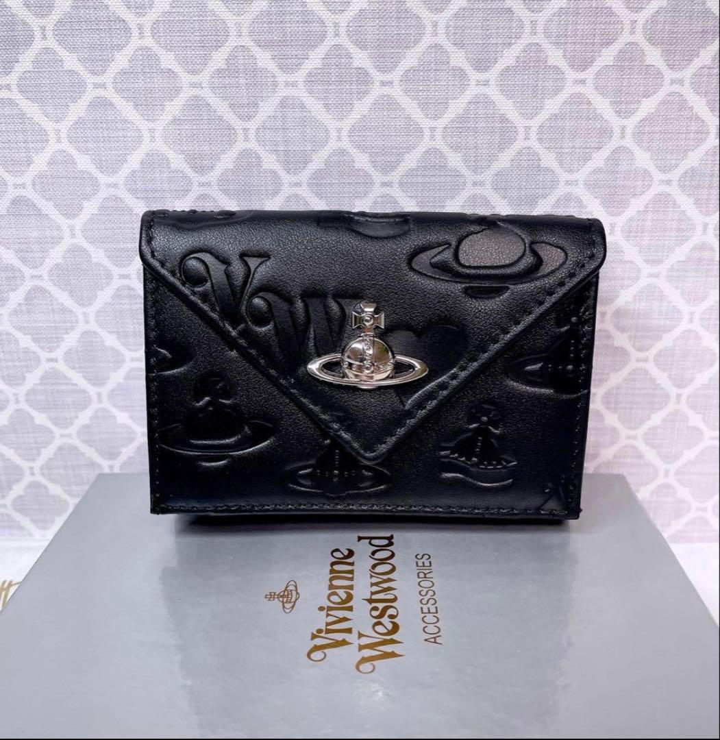 【内柄も素敵☆最新】Vivienne Westwood 三折財布 マットブラック