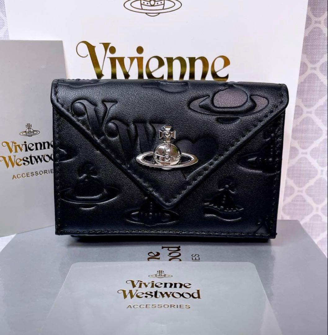 【内柄も素敵☆最新】Vivienne Westwood 三折財布 マットブラック