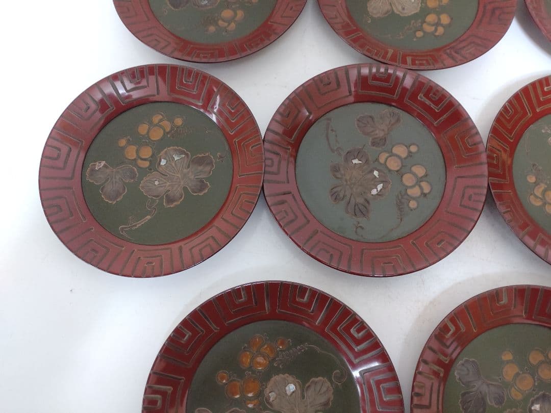 李朝 漆器 皿 螺鈿 11枚 美術 骨董 茶道具