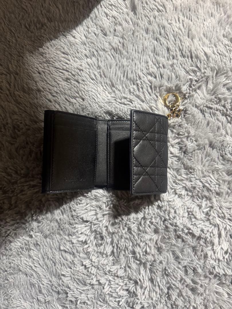 【限定値下げ】Dior ロータスウォレット　三つ折り財布　ラムスキン　ブラック
